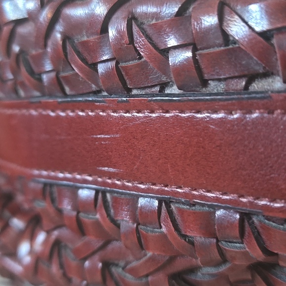 Oxblood Woven Shoulder BUCKET Bag - Picture 5 of 16